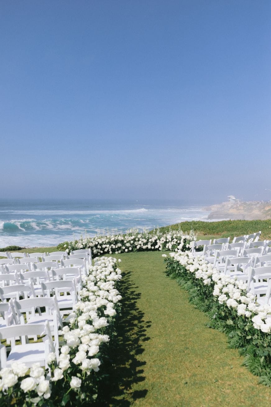 White Wedding at the Wedding Bowl wedding flowers by CHIC Flowers