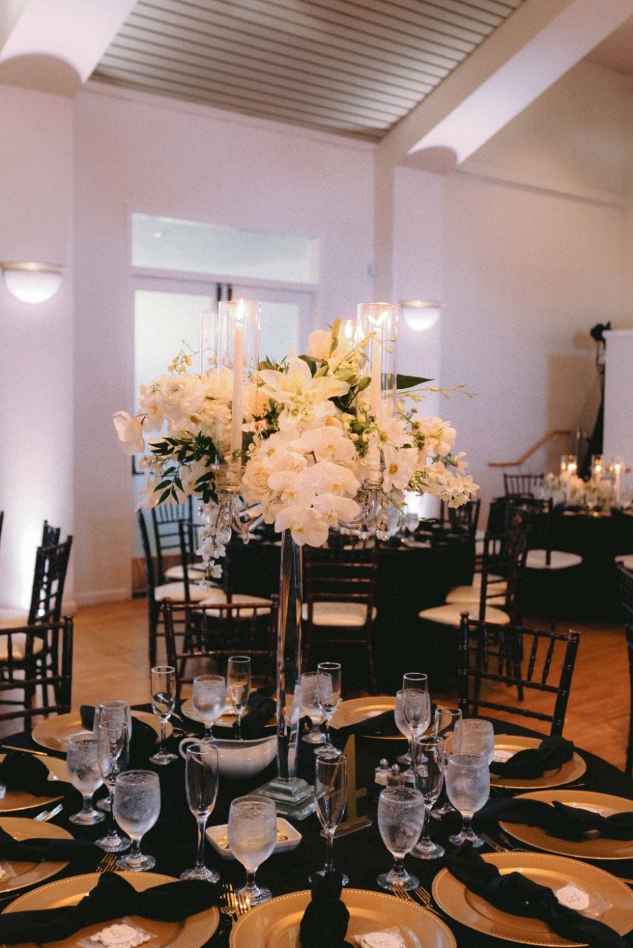 White Wedding at the Wedding Bowl luxury wedding flowers by CHIC Flowers - arrangement 4